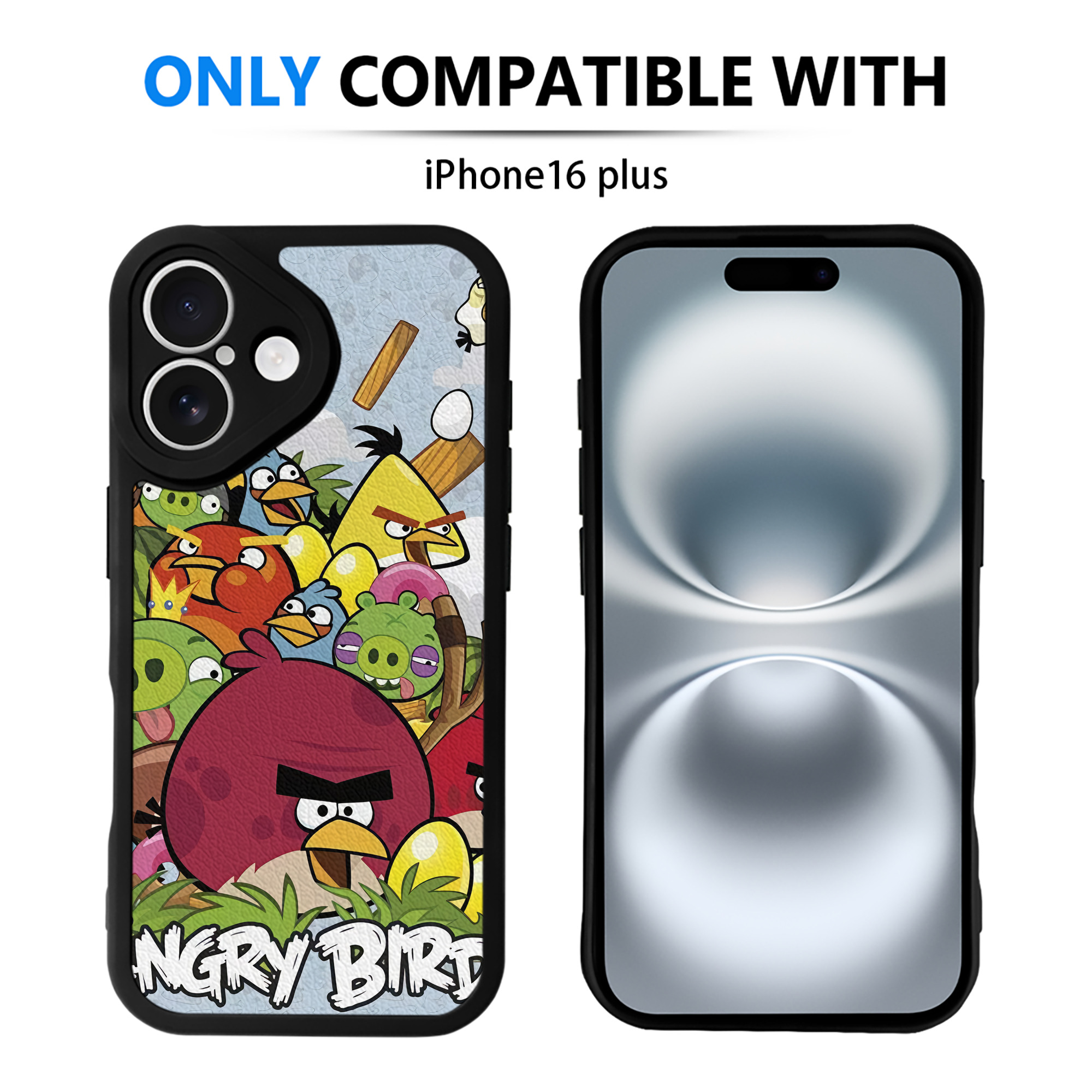 （画像用） Angry Birds アングリーバード 【iPhone 16シリーズ対応】シリコンスマホケース（レザー調） 材質：シリコン